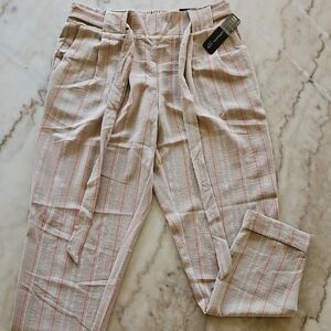 Soho Women's Beige and Pink Striped Chinos